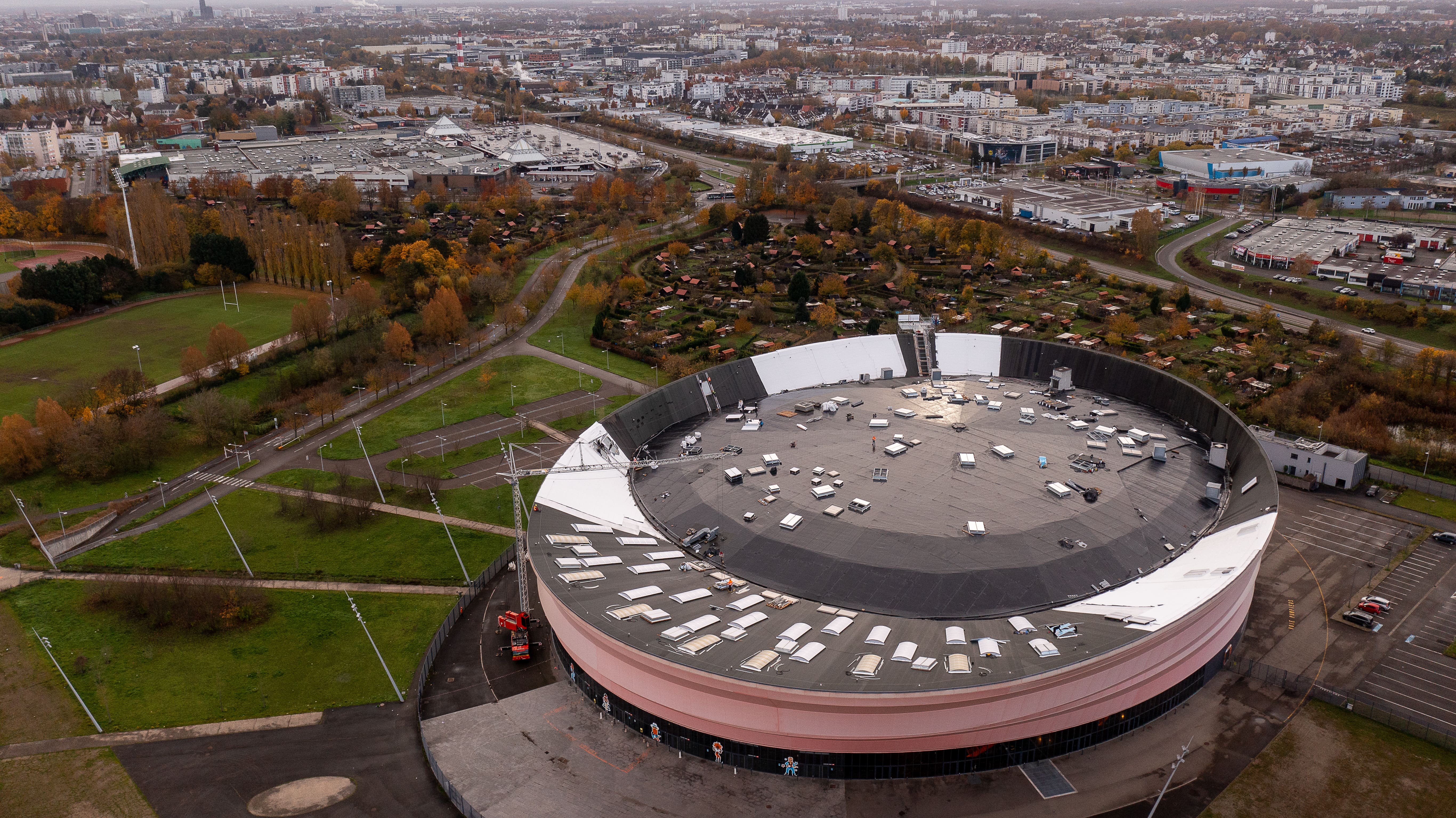 Roof of the Zenith in Strasbourg in France waterproofed with the Elevate RubberGard EPDM and the UltraPly TPO membranes